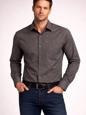 Geoffrey Beene Charcoal Gray Long-Sleeve Dress Shirt